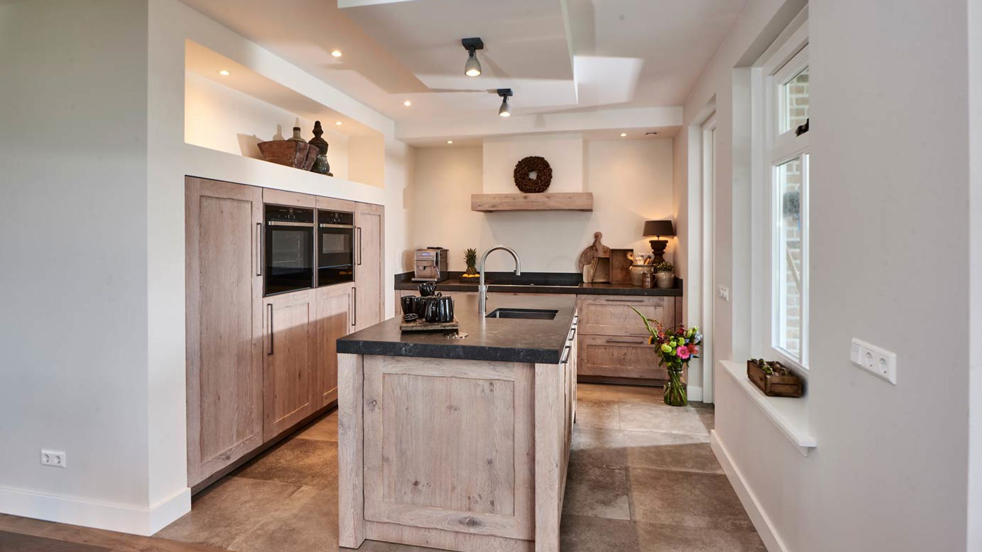 Massief houten keuken, eiland