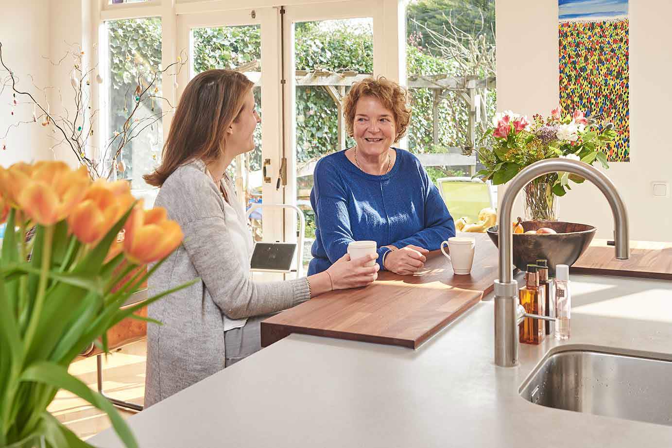 Witte landelijke keuken, klant