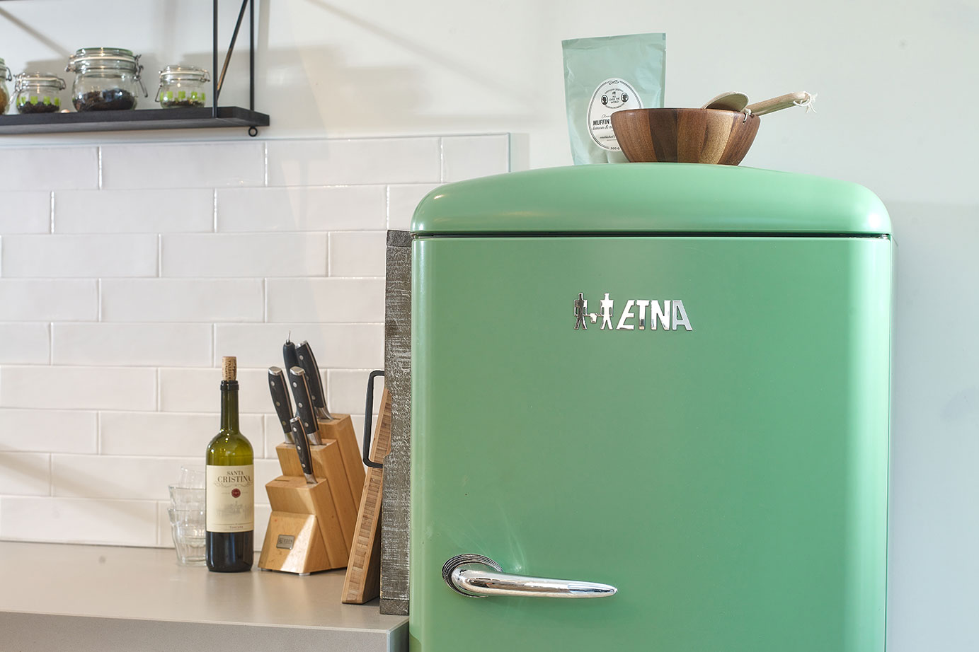 Houten moderne keuken Rotterdam, koelkast