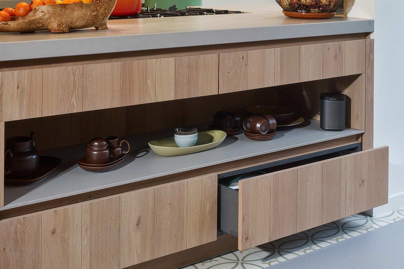 Houten moderne keuken Rotterdam, nis eiland