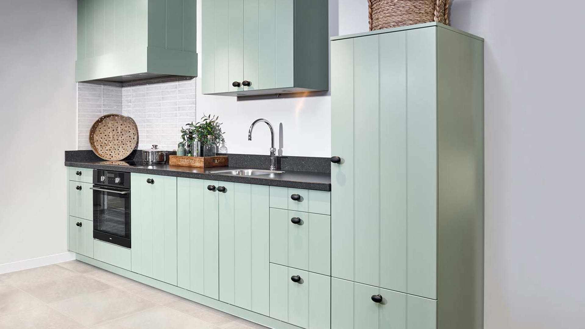 Landelijk groene keuken