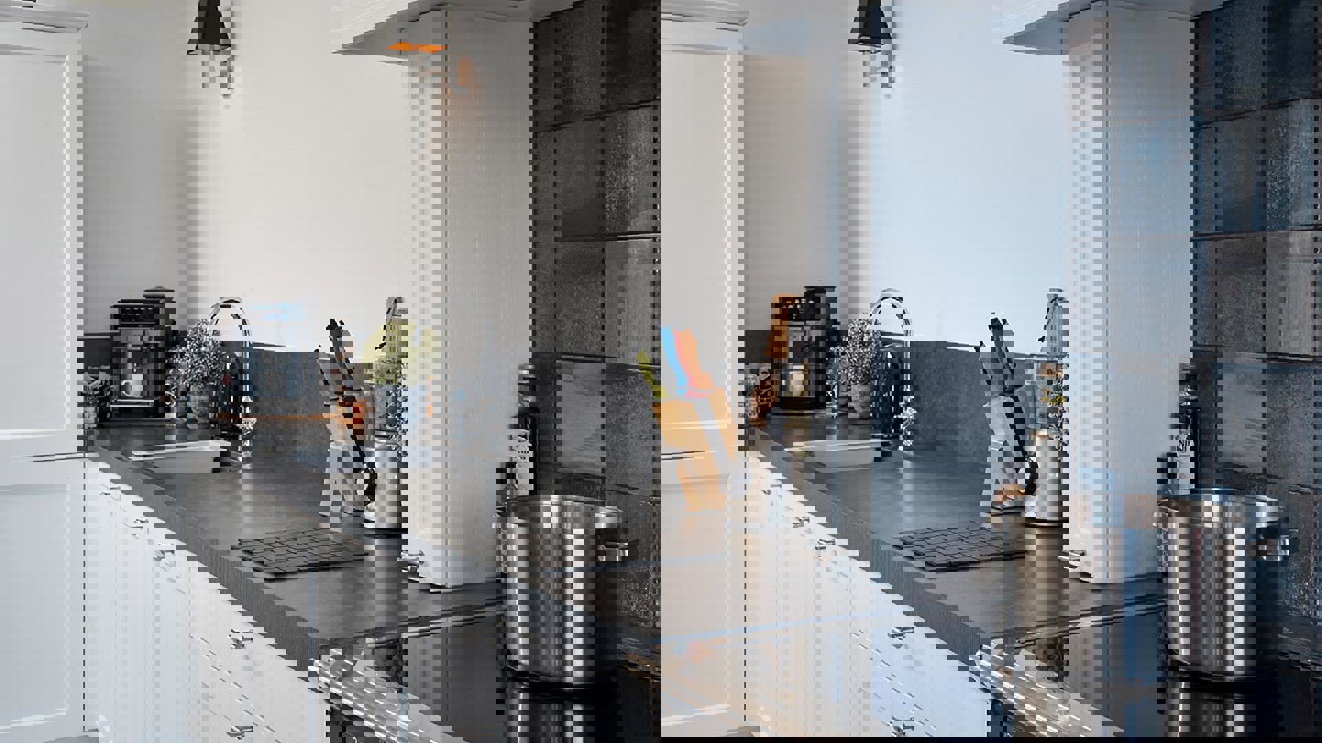 Landelijke witte keuken Haarlem, achterwand