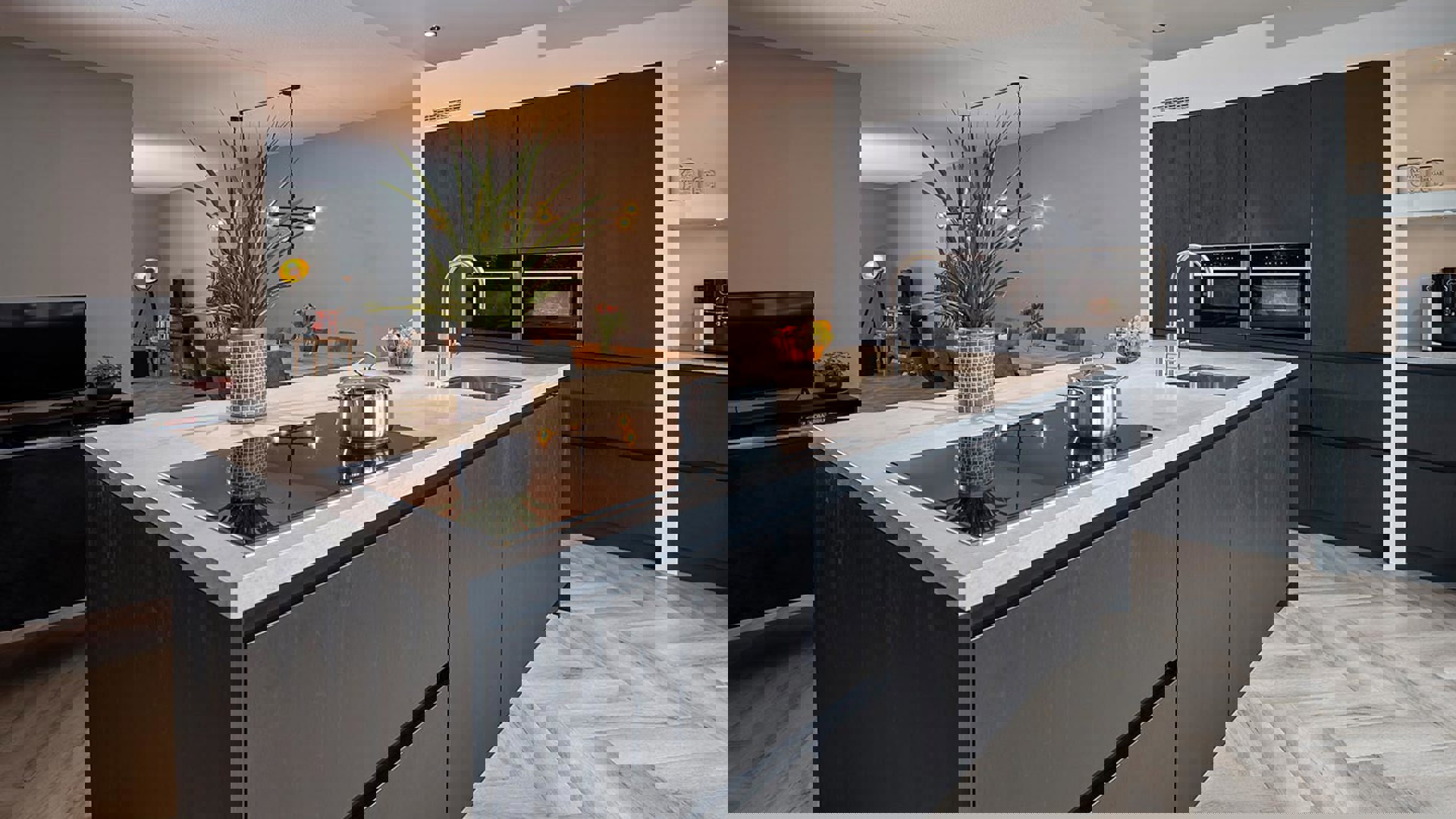 Zwarte greeploze keuken Harderwijk, inductiekookplaat