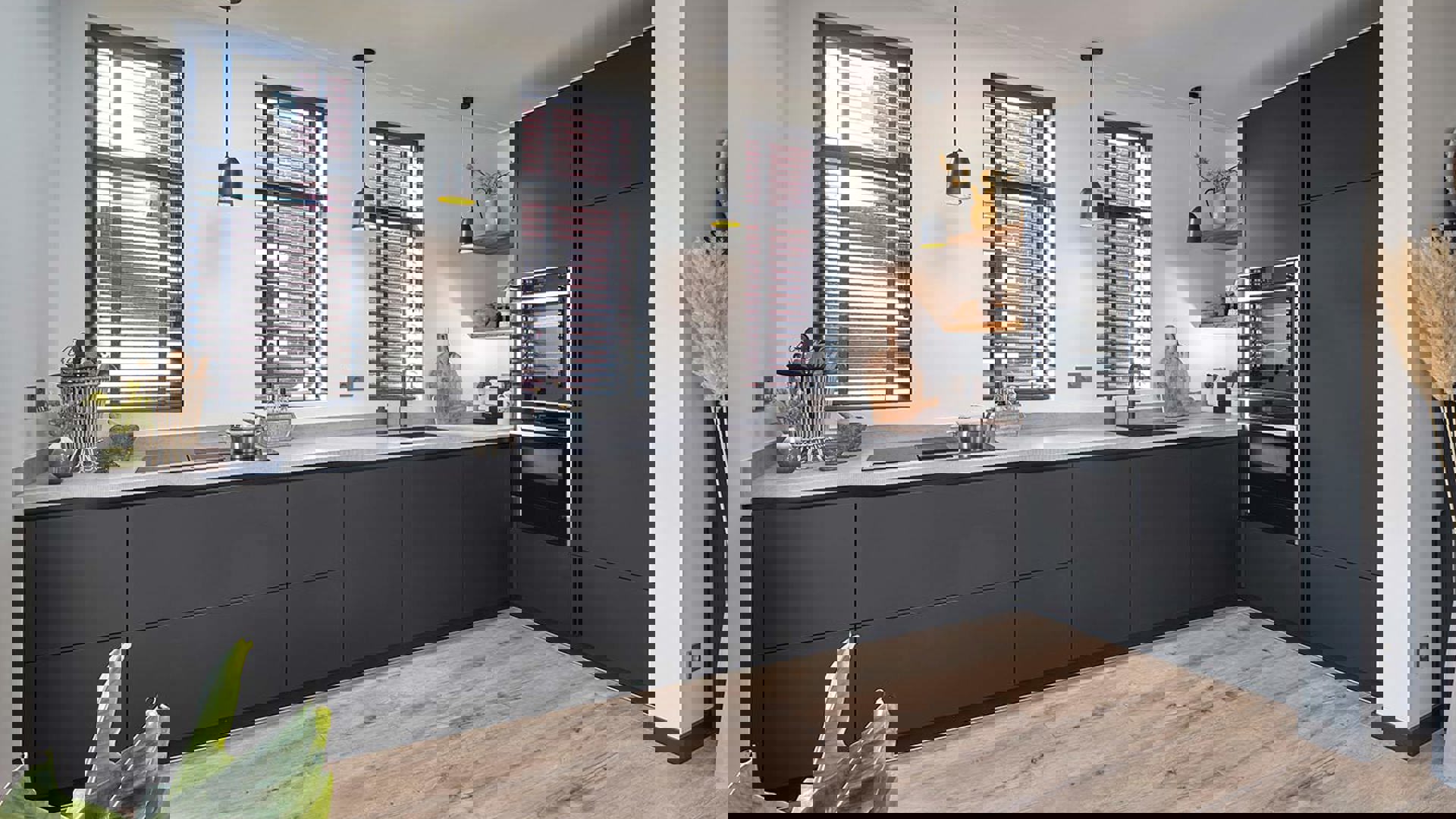 Zwarte moderne keuken Haarlem, greeploos