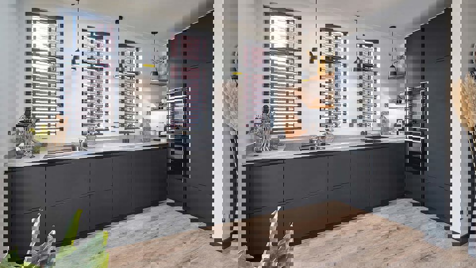 Zwarte moderne keuken Haarlem, greeploos