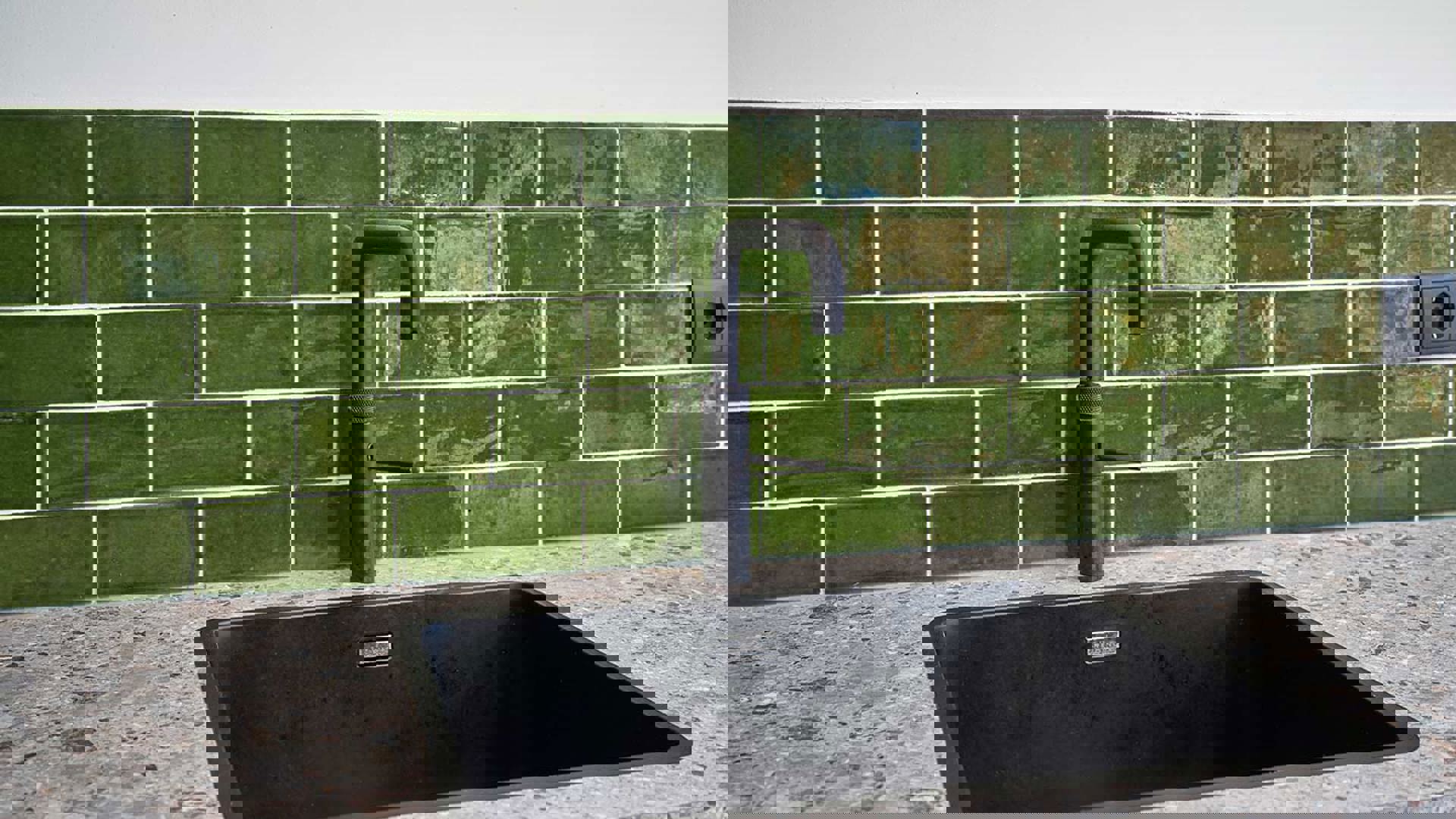 Moderne zwarte keuken Zeist, zwarte kraan en spoelbak