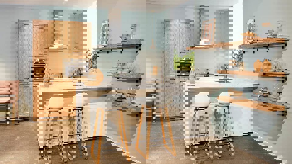 Goedkope keuken met schiereiland