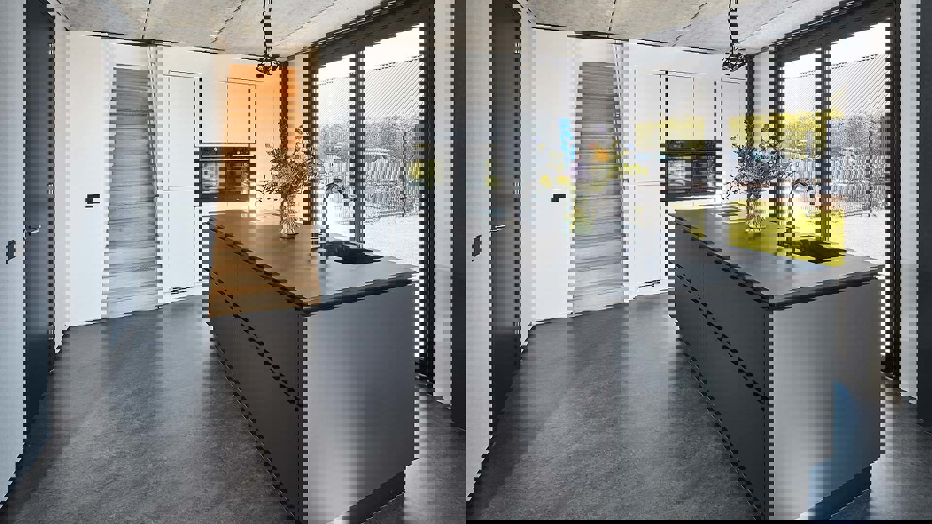 Kookeiland zwarte spoelbak