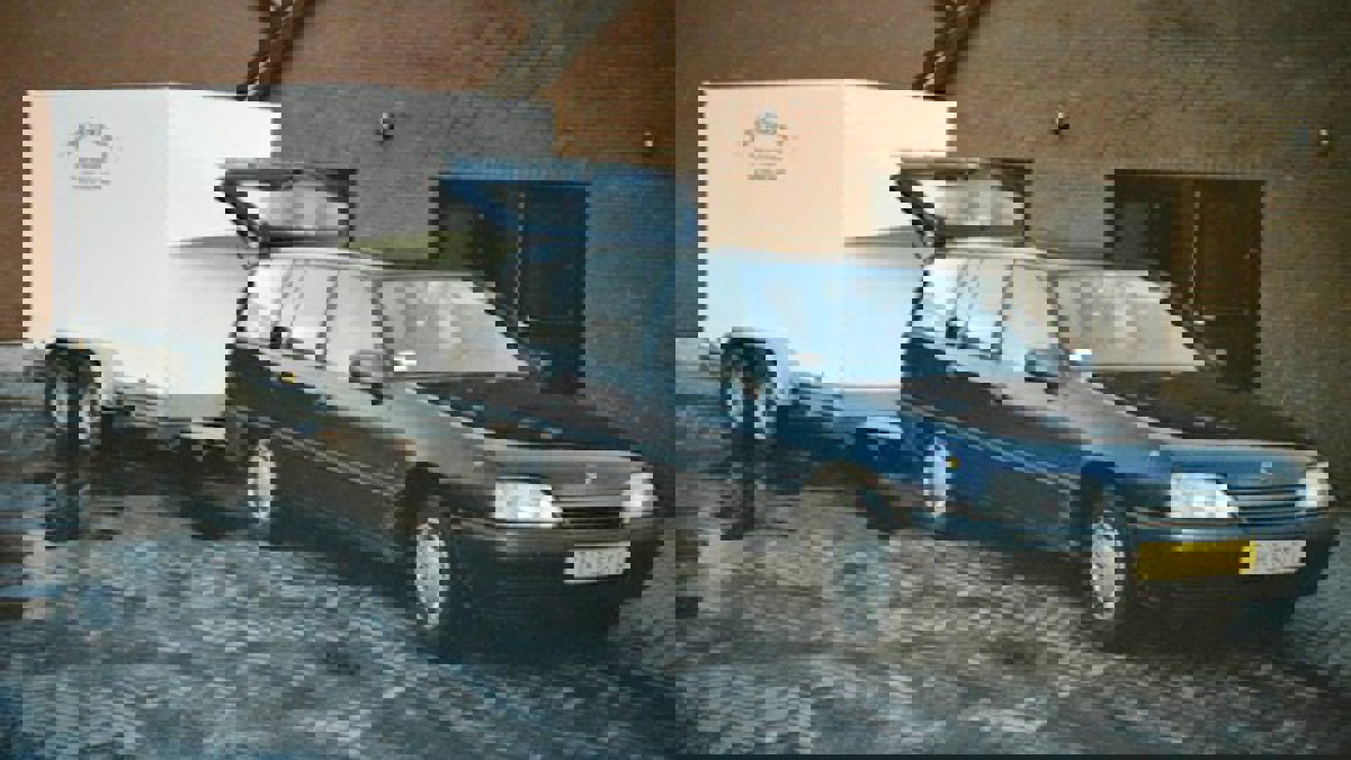 DB Keukens in 1991. Auto met aanhanger.