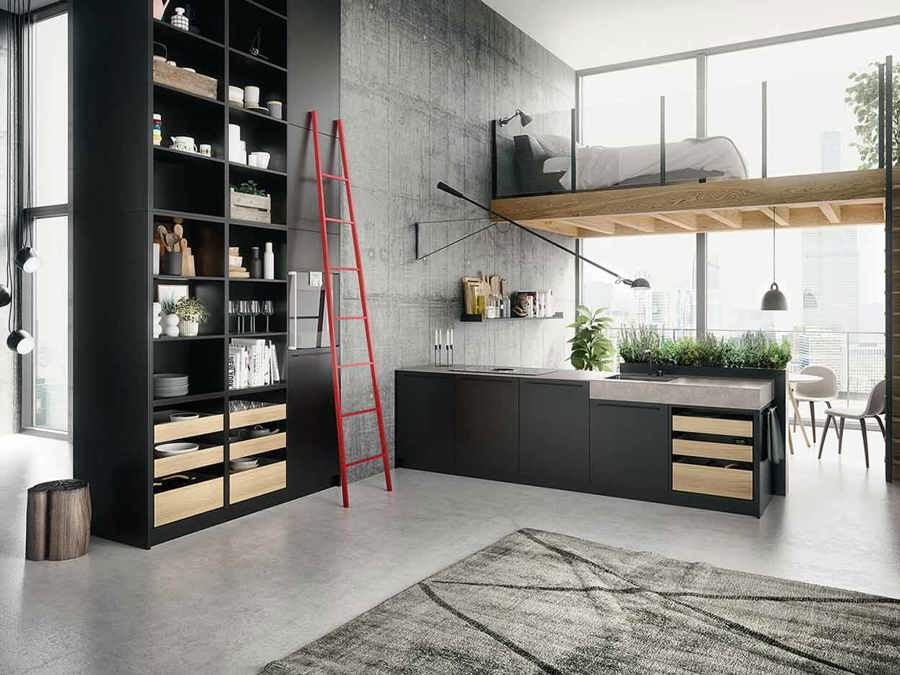SieMatic keuken in Urban stijl, met hoge kast en eiland