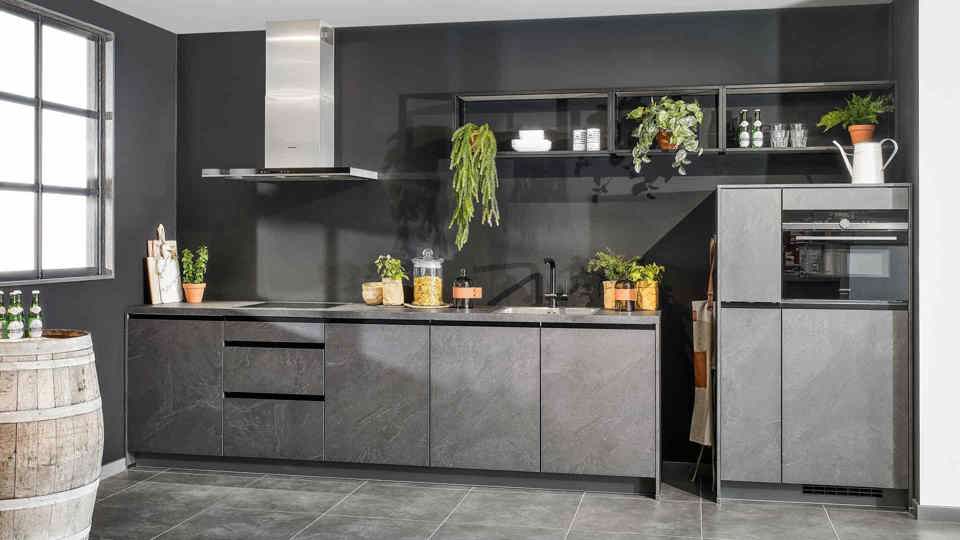 Leisteen grijze keuken G07