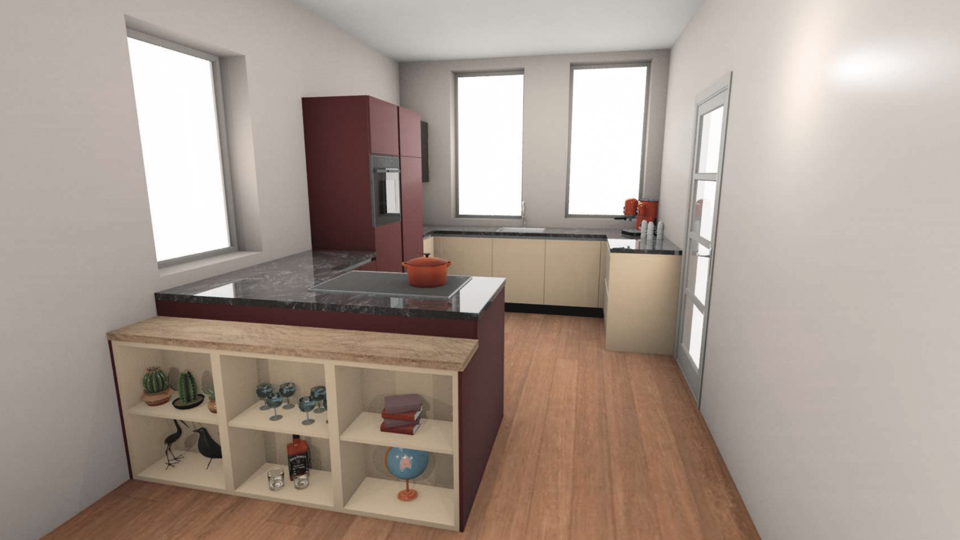 3D tekening Unieke Keuken