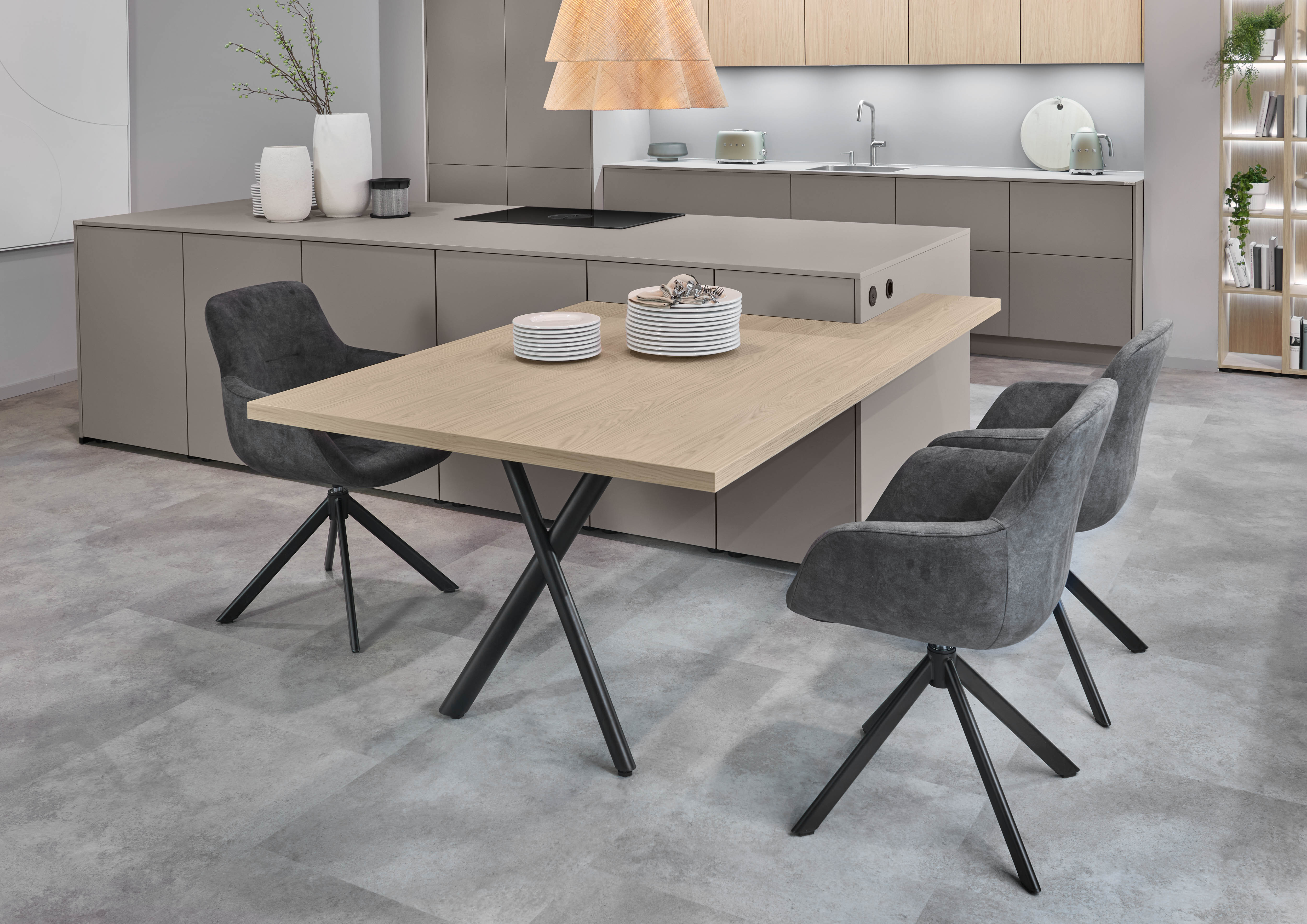 Eettafel Geïntegreerd Aan Kookeiland Japandi Scandinavisch